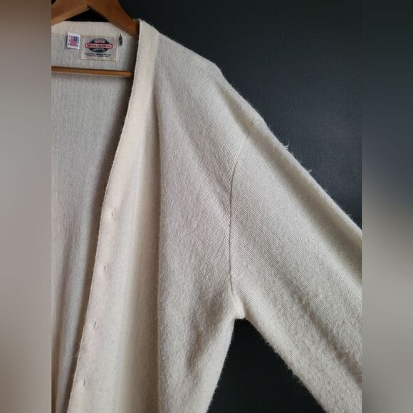 Vintage Woolen Mills Cream Grandpa Cardigan Button V Sz Tall XL USA Unisex - Picture 5 of 14